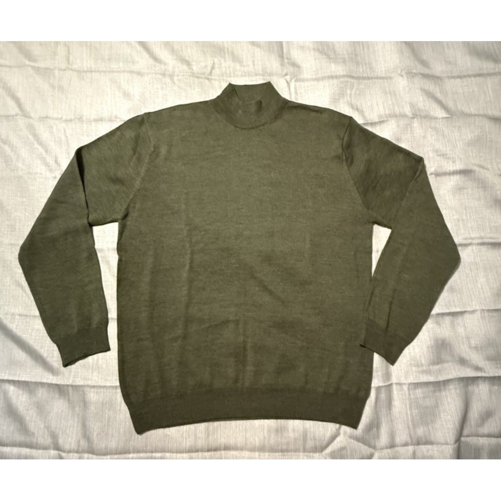 NWOT Mens MURANO Italia Small Lt Green Mock Turtleneck Wool Sweater Italian Yarn - Picture 2 of 7